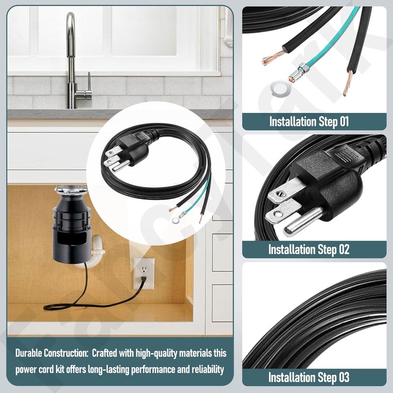 FancyTark 3 Foot CRD-00 Garbage Disposal Power Cord Compatible with InSinkErator, Badger, CoverControlPlus, Essential, Septic Assist Garbage Disposal Model - Image 5
