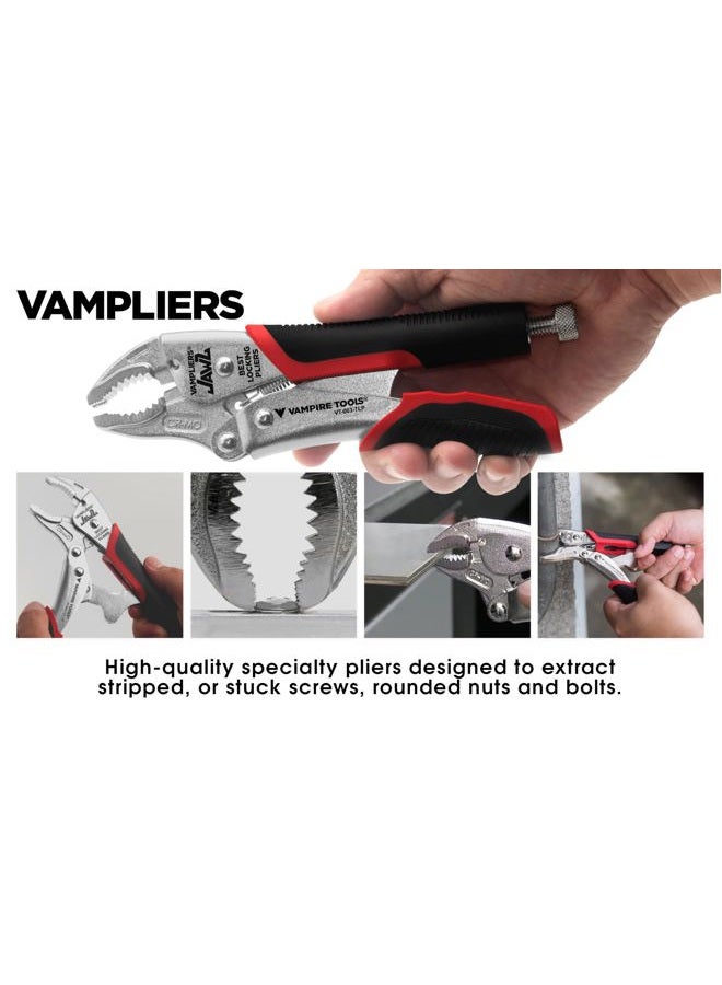 VAMPLIERS 7.5" Vise Grip Heavy Duty Locking Pliers with Screw Extractor Curved Jaws. Professional Grade. Secure Hold, Quick Release. Grip & Remove Stripped/Stuck Screws in seconds. - Image 4
