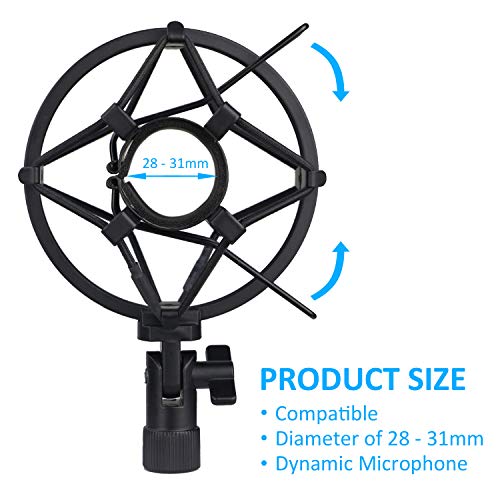 SUNMON Mic Shock Mount Holder for Diameter 28mm-31mm Dynamic Microphone to Reduces Vibration and Shock Noise, Suitable for AT2005-USB, XM1800S, E835 Mic - Image 3