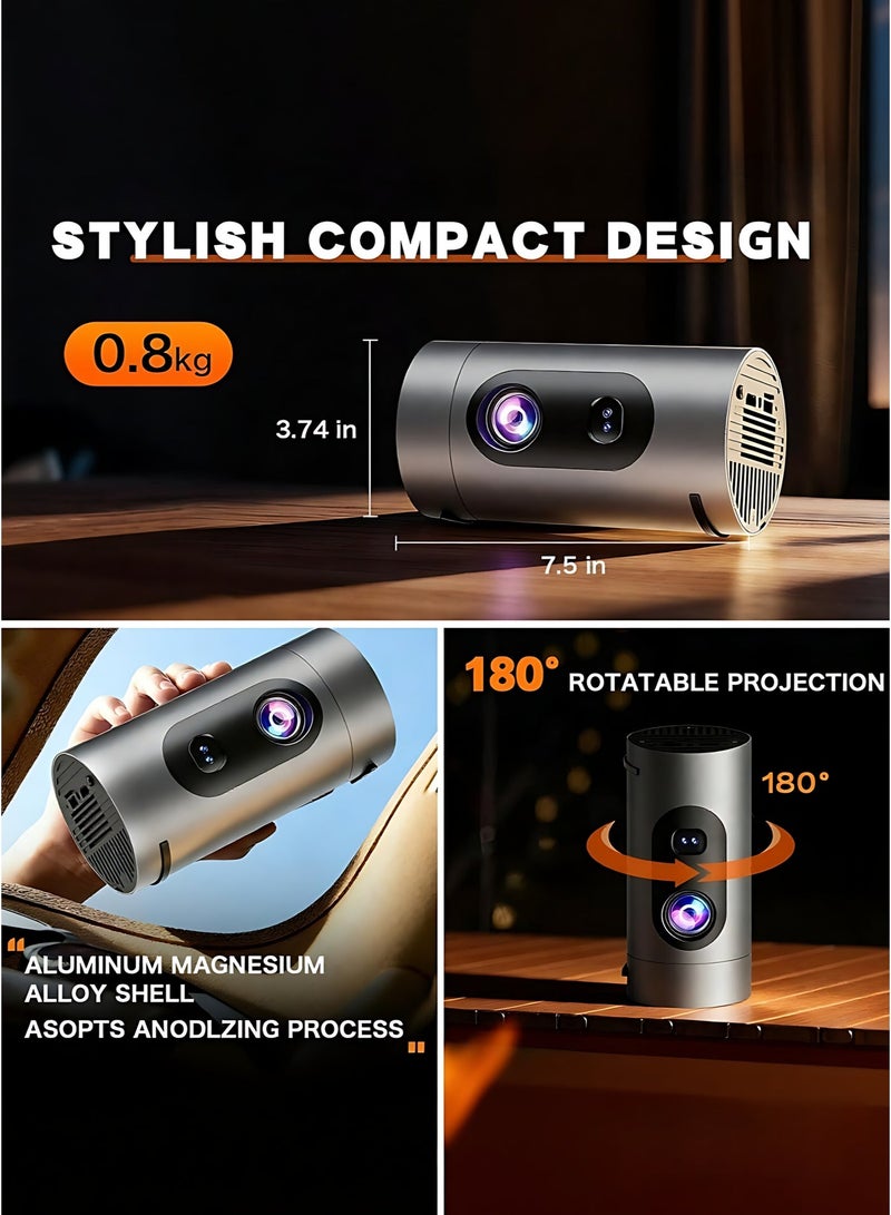 جهاز عرض (بروجيكتور) ذكي صغير بدقة 4K و1080P، يدعم Wi-Fi 6 وBluetooth 5.4، سينما منزلية محمولة بقوة 200 لومن (ISO) وتطبيقات مدمجة، منافذ HDMI/USB، وميزة انعكاس الشاشة مع صوت Dolby؛ مناسب لغرفة النوم والمكتب والاستخدام الخارجي. - Image 4