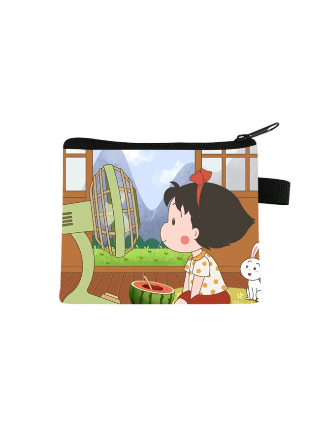 Chibi Maruko-chan Coin Purse Kidsren's Large-capacity Key Card Holder Polyester Cartoon Portable Small Wallet Bag