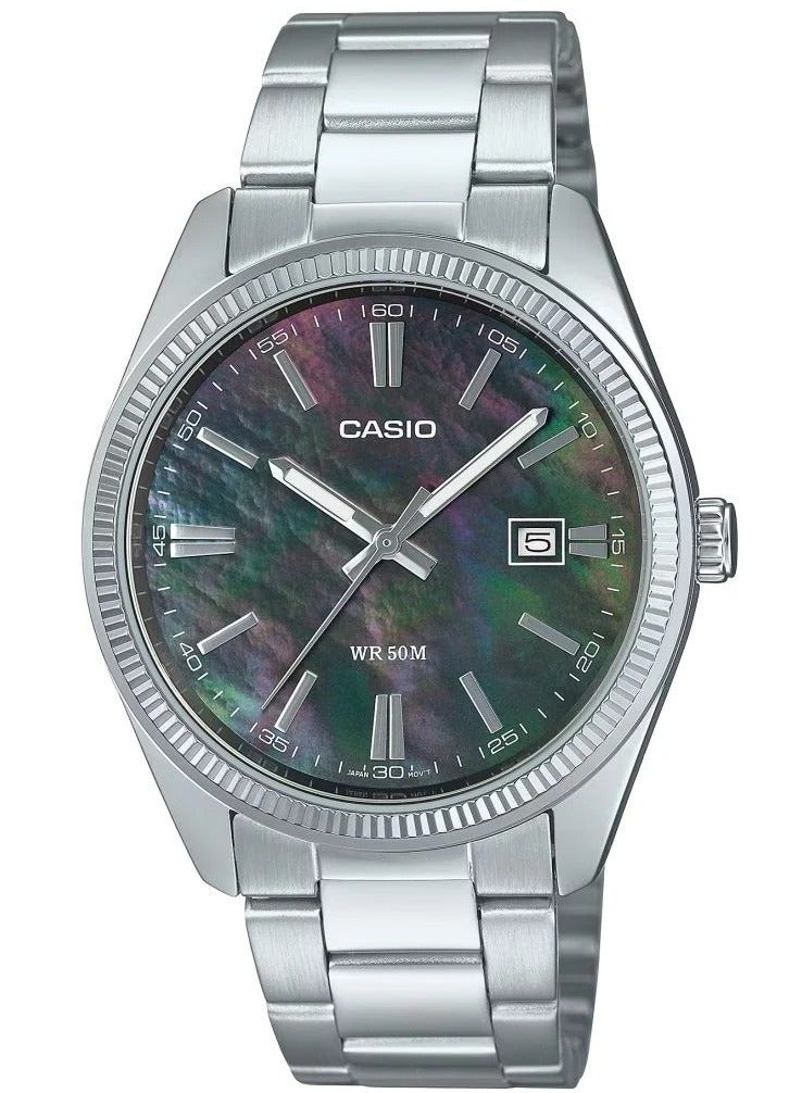 CASIO MTP-1302DS-1AVDF Analog Stainless Steel Bracelet, Mother-of-Pearl Dial, Water-Resistant 50 m Men's Watch