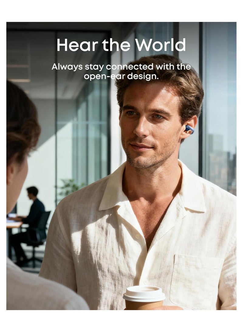 Soundcore AeroClip by Anker, Open-Ear Earbuds, Clip-On Headphones, Adaptive Comfort, Clear Calls with 4 Mics and AI, Stable Fit, 12mm Drivers for Crisp Sound, Open-Ring Design ‎Blue - Image 4