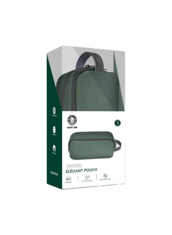 GREEN LION Elegant Pouch Travel In Style, Luxurious, Top Grade Material, Waterproof And Quick-Dry interior And Coating, Shock Resistance To Fall Off, Multifunctional Storage with Multi Pockets - Dark Green - Image 2