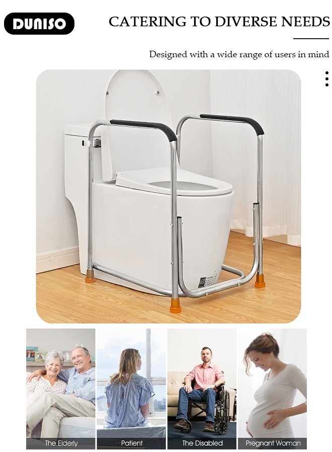 DUNISO Toilet Safety Frame, Toilet Safety Frame Toilet Rail, Non-Slip Toilet Support Toilet Toilet Handrails Waterproof and Rust-proof Toilet Safety Rails with Armrests for Elderly, Seniors, Handicap Disabled - Image 3