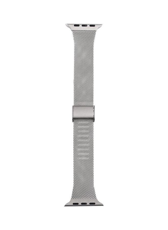 NIBEMINENT - Milanese Stainless Steel Watchband For Apple Watch Series 7/6/5/4/3/2/1/SE 42/44/45mm Silver - Image 1