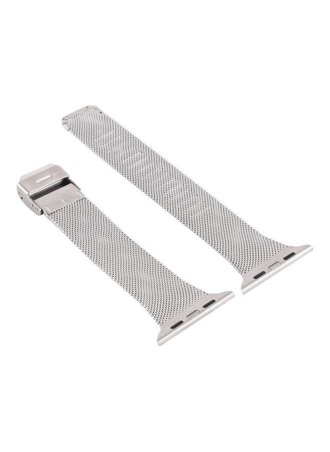 NIBEMINENT - Milanese Stainless Steel Watchband For Apple Watch Series 7/6/5/4/3/2/1/SE 42/44/45mm Silver - Image 1