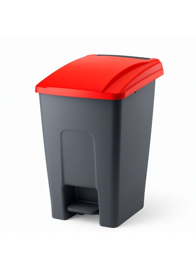 Planet 70 liter garbage container trash basket with foot pedal & handel hard plastic material used in schools hospital universities malls Red - Image 1
