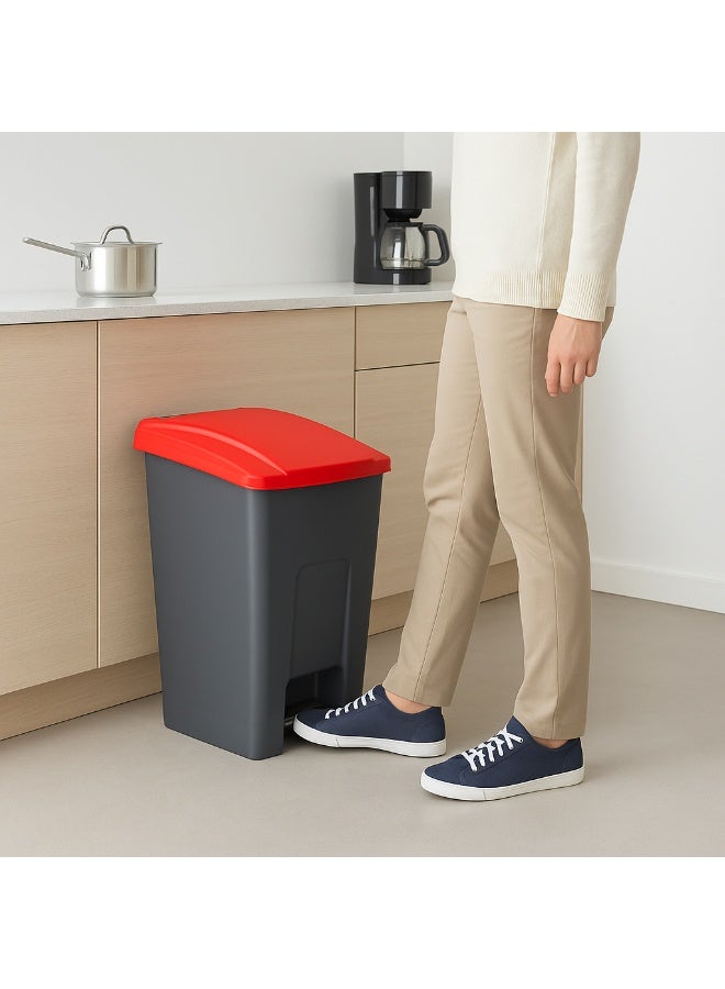 Planet 70 liter garbage container trash basket with foot pedal & handel hard plastic material used in schools hospital universities malls Red - Image 4