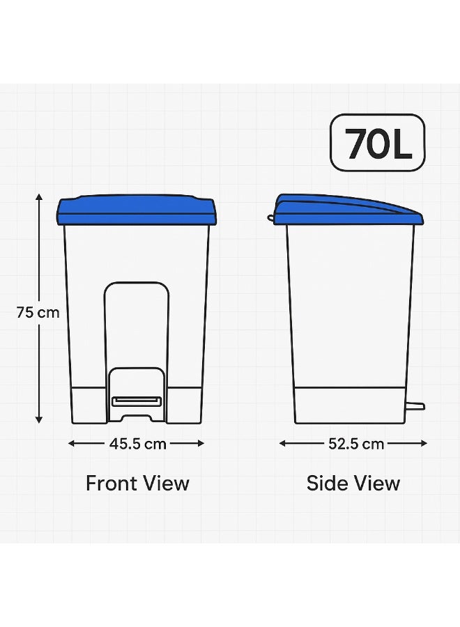 Planet 70 liter garbage container trash basket with foot pedal & handel hard plastic material used in schools hospital universities malls Red - Image 5
