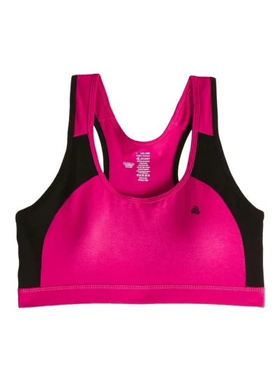 JOCKEY Jockey 1380 Women Wire free Padded Super Combed Cotton Elastane Stretch Full Coverage Racer Back Styling Active Bra with Stay Fresh and Moisture Move Treatment Mod Pink and Black L