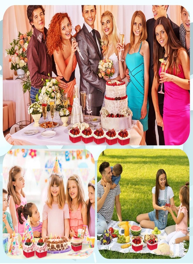 ylnurac مجموعة ylnurac من 30 قالب كيك صغير سعة 5 أونصات مع أغطية، أكواب خبز، قوالب من رقائق الألومنيوم، أكواب فردية للحلويات، حاويات للبيع والحفلات والنزهات، لون أحمر - Image 5
