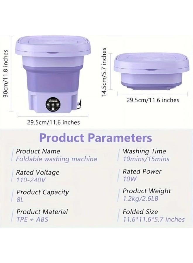 Inabyte 8L Portable Mini Washing Machine | Blue Light Sterilization, Touch Screen Digital Timer, for Baby Clothes/Underwear/Socks, Ideal for Apartment/Dorm/Hotel/Travel - Image 5