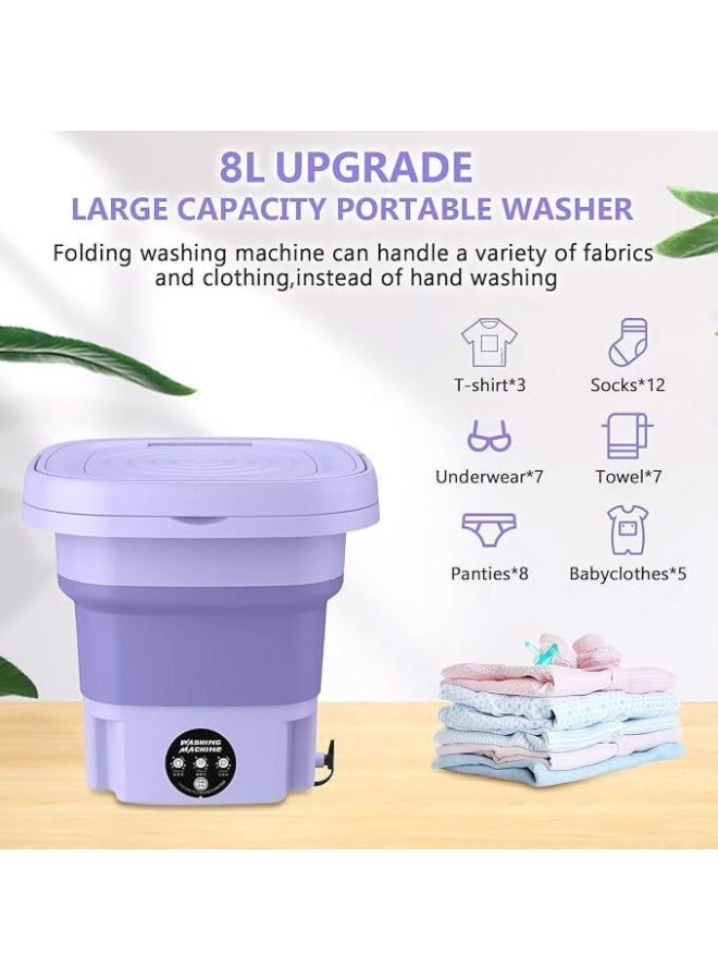 Inabyte 8L Portable Mini Washing Machine | Blue Light Sterilization, Touch Screen Digital Timer, for Baby Clothes/Underwear/Socks, Ideal for Apartment/Dorm/Hotel/Travel - Image 3
