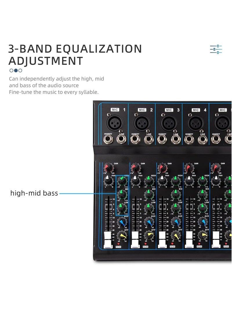 Professional 7-Channel Portable Mixer with Computer Input and 48V Power Supply for Recording PC Audio Mixing. - Image 3