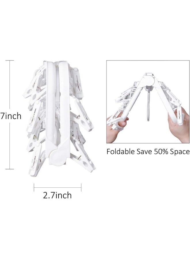 Annaklin  Foldable Clip Hangers With 27 Drying Clips, Underwear Hanger With Clips, Plastic Laundry Clip And Drip Drying Hanger For Socks, Bras, Lingerie, Clothes, Sturdy, White  - Image 4