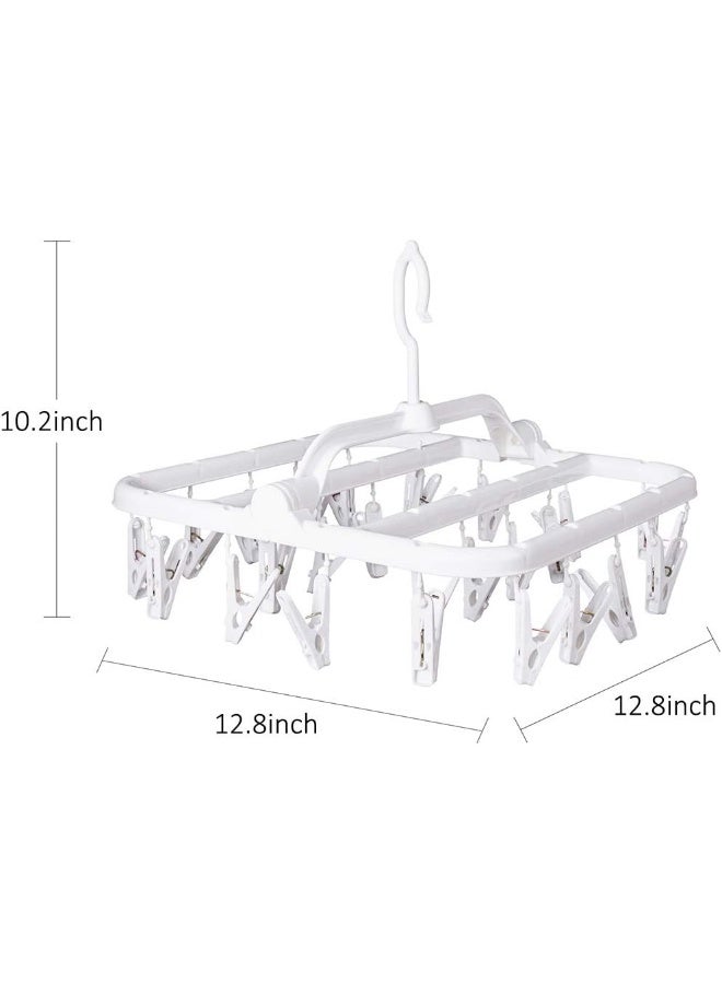 Annaklin  Foldable Clip Hangers With 27 Drying Clips, Underwear Hanger With Clips, Plastic Laundry Clip And Drip Drying Hanger For Socks, Bras, Lingerie, Clothes, Sturdy, White  - Image 2