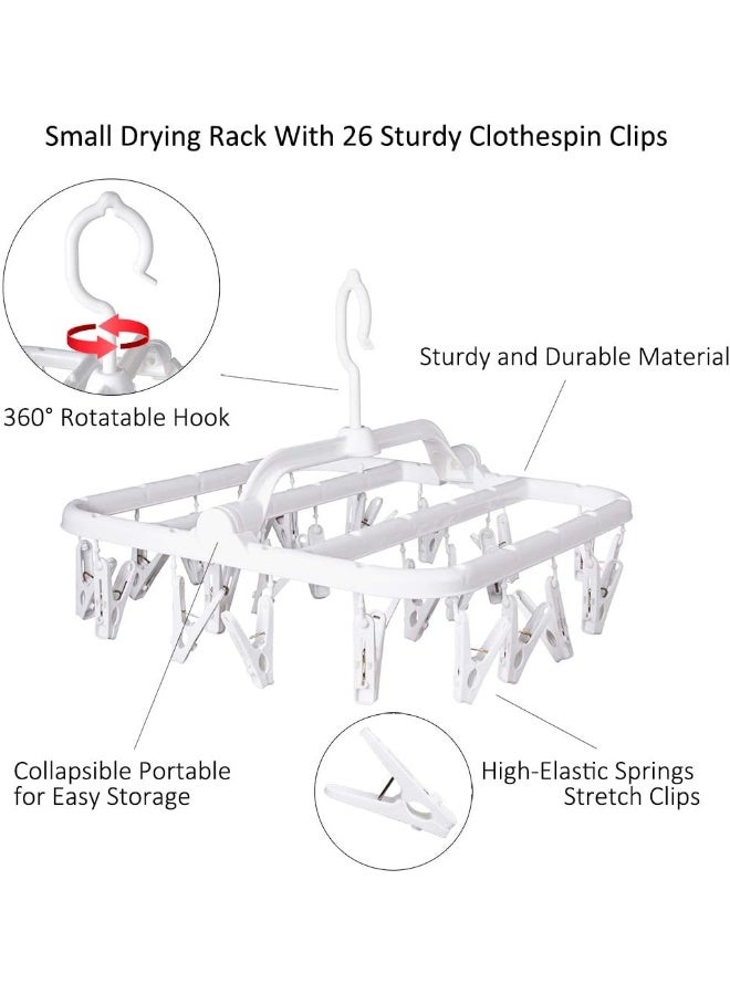 Annaklin  Foldable Clip Hangers With 27 Drying Clips, Underwear Hanger With Clips, Plastic Laundry Clip And Drip Drying Hanger For Socks, Bras, Lingerie, Clothes, Sturdy, White  - Image 3