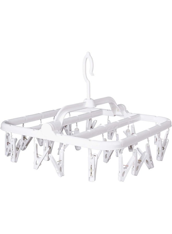 Annaklin  Foldable Clip Hangers With 27 Drying Clips, Underwear Hanger With Clips, Plastic Laundry Clip And Drip Drying Hanger For Socks, Bras, Lingerie, Clothes, Sturdy, White  - Image 5