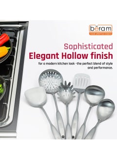 Beram Elegant Hollow Handles Stainless Steel Cooking Utensils Set, 6 Pieces, Spatula, Turner, Rice Scoop, Pasta Server, Skimmer, Soup Ladle, Kitchen Tools for Daily Use, Daily Use Cookware Set, 304 Stainless Steel Spatula Set  - Image 2