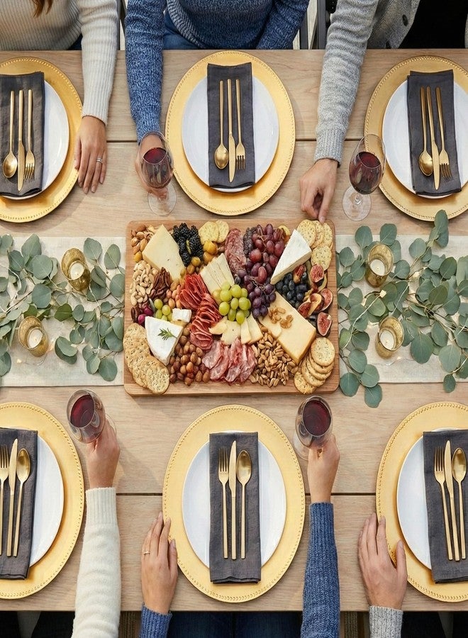 PLMMOUT 12 Pack Gold Charger Plates Set, 13 Inch Plastic Dinner Plates, Round Plate Chargers for Wedding, Party, Event Table Setting, Elegant Tabletop Decoration - Image 5