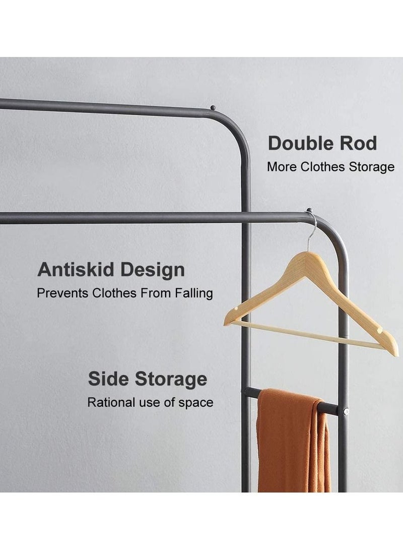دي بلو رف ملابس مزدوج السكك الحديدية شديد التحمل ، شماعات تجفيف الملابس ، حامل معلق للملابس ، منظم مع أرفف تخزين الأحذية - Image 3