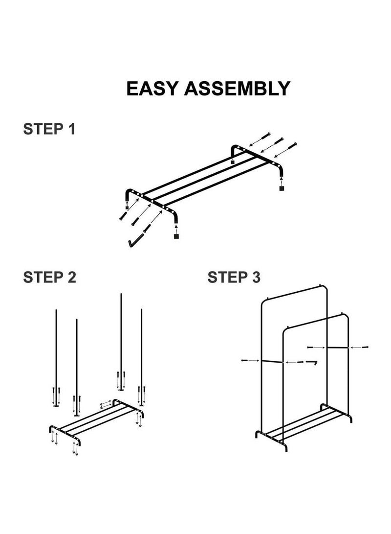دي بلو رف ملابس مزدوج السكك الحديدية شديد التحمل ، شماعات تجفيف الملابس ، حامل معلق للملابس ، منظم مع أرفف تخزين الأحذية - Image 4