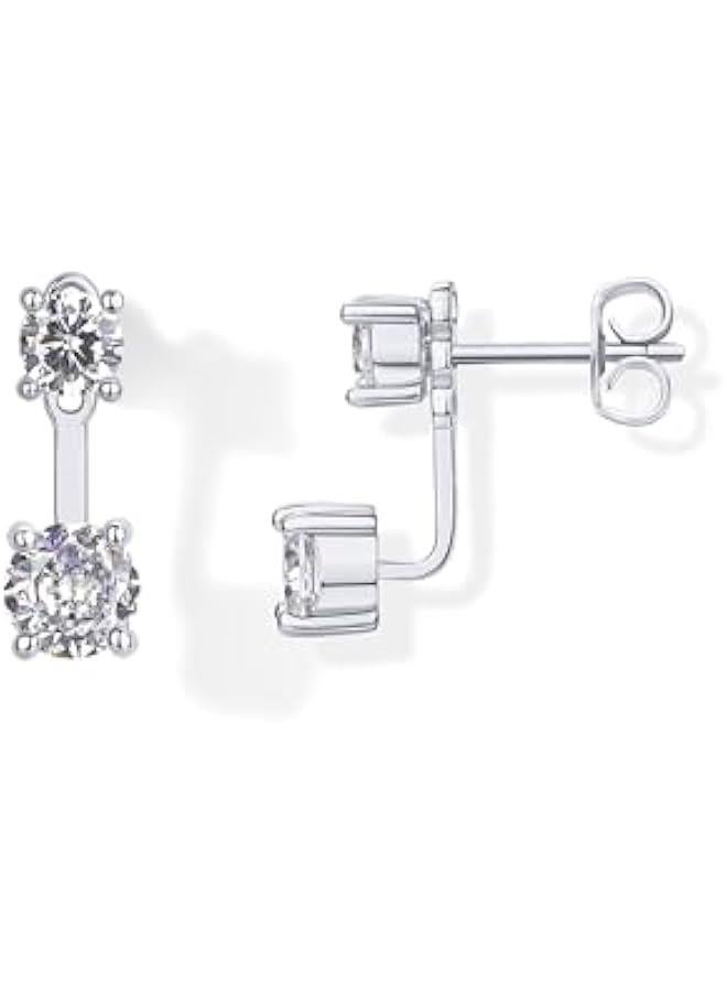 PAVOI 18K Gold Plated Sterling Silver Posts Cubic Zirconia Ear Jacket Statement Earrings for Women | Front & Back Stud Earring Jackets - Image 1