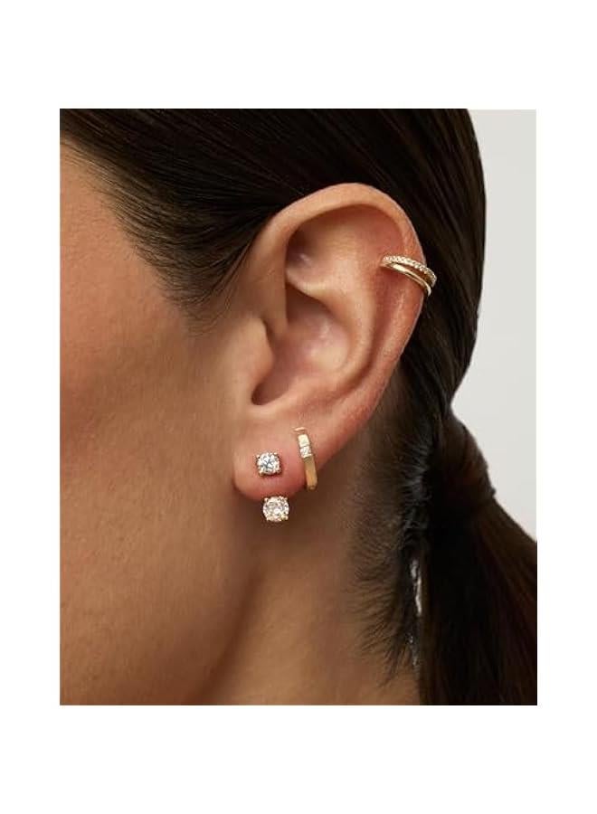 PAVOI 18K Gold Plated Sterling Silver Posts Cubic Zirconia Ear Jacket Statement Earrings for Women | Front & Back Stud Earring Jackets - Image 2