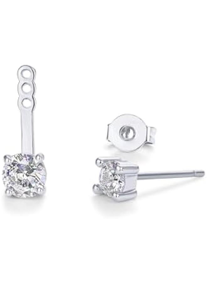 PAVOI 18K Gold Plated Sterling Silver Posts Cubic Zirconia Ear Jacket Statement Earrings for Women | Front & Back Stud Earring Jackets - Image 3