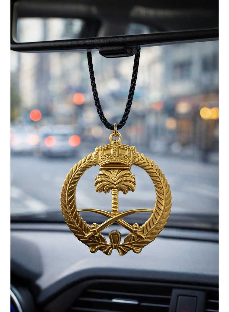 NMC Car Mirror Hanging Saudi Sign Two Swords And Palm Tree Golden - Image 1