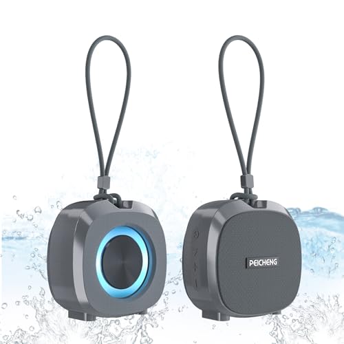 PEICHENG Speaker, Small Portable Bluetooth Wireless IPX5 Waterproof Shower Speaker,Loud Stereo Sound Deep Bass,TWS Paire, RGB Lights,Long Playtime for Outdoor Party, Great Gift,1PC(Gray) - Image 1