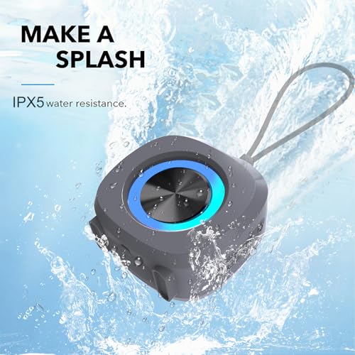 PEICHENG Speaker, Small Portable Bluetooth Wireless IPX5 Waterproof Shower Speaker,Loud Stereo Sound Deep Bass,TWS Paire, RGB Lights,Long Playtime for Outdoor Party, Great Gift,1PC(Gray) - Image 2