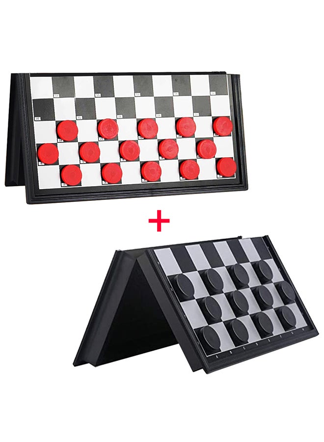 UB 2 Packs Checkers Game Board Game 25x25cm Extendable Draughts Travel Fun Casual Puzzle
