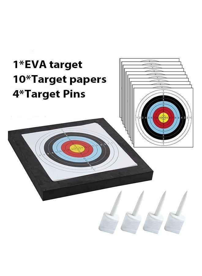 غاز هدف رماية بالقوس والسهم عالي الكثافة من مادة EVA - مقاس كبير 50×50×5 سم - يحتوي على 10 أوراق هدف و4 دبابيس - هدف قوس وسهم خفيف الوزن ومتين لممارسة الرماية في الفناء الخلفي - Image 1