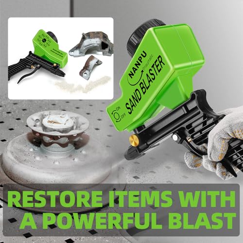 NANPU Light-Duty Air Sandblaster Gun Kit with Gravity Feed, Metal Nozzle, Plastic Body, for Small Project Surface Prep, Paint & Rust Removal, Metal/Wood/Glass Etching, Requires Air Compressor - Image 3