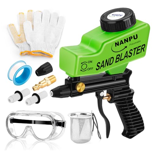 NANPU Light-Duty Air Sandblaster Gun Kit with Gravity Feed, Metal Nozzle, Plastic Body, for Small Project Surface Prep, Paint & Rust Removal, Metal/Wood/Glass Etching, Requires Air Compressor - Image 1