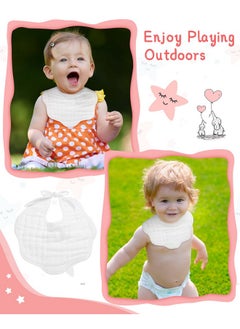 Yahenda 10 Pack Muslin Bibs Baby Drool Bibs White Bandana Bibs Absorbent Teething Bibs Cotton Cloths Plain Bibs With Adjustable Straps For Unisex Baby Burp Newborn Infant Toddler 02 Years Old  - Image 4