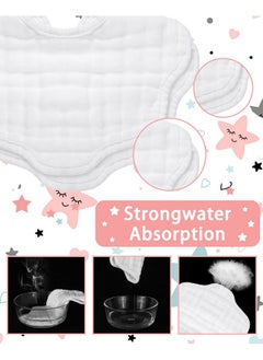 Yahenda 10 Pack Muslin Bibs Baby Drool Bibs White Bandana Bibs Absorbent Teething Bibs Cotton Cloths Plain Bibs With Adjustable Straps For Unisex Baby Burp Newborn Infant Toddler 02 Years Old  - Image 5