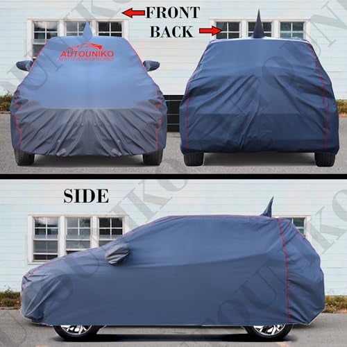 AUTOUNIKO 100% Waterproof Car Body Cover for Tata Altroz with Mirror and Antenna Pocket and Soft Cotton Lining (Full Bottom Elastic Triple Stitched) (Grey with Red Piping) - Image 3