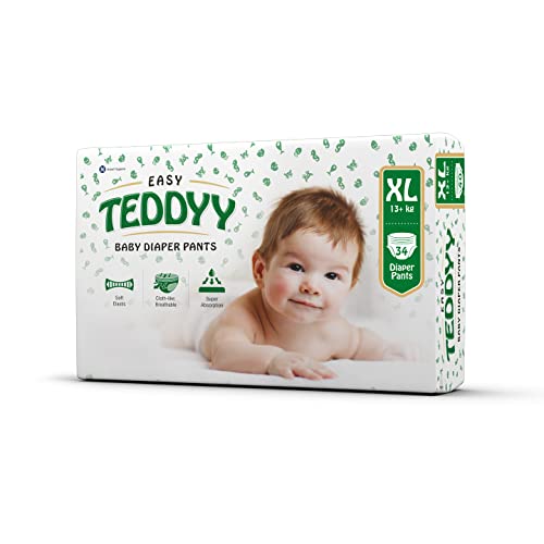 TEDDYY Easy Baby XL Size Diaper Pant Style | 34 Count (Extra Large) | 12–17 kg (Pack of 1) | Long Protection Hours | Anti-Bacterial | Airy Breathable Fit | Rapid Soaker Channels with Wetness Indicator - Image 1
