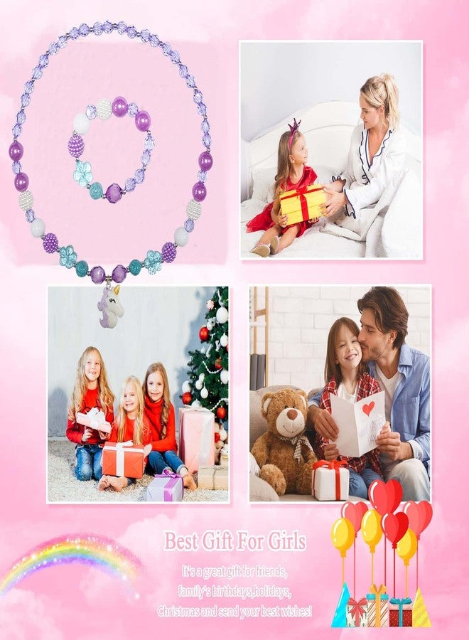 DkakoJew Jewelry Set For Girls Unicorn Necklace Bracelet Set Necklace For Girls Jewelry Set Halloween Christmas Birthday Gift over 3 years old. - Image 5