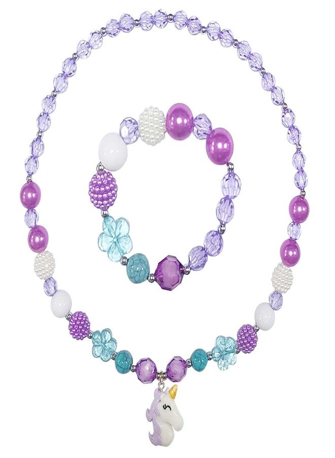 DkakoJew Jewelry Set For Girls Unicorn Necklace Bracelet Set Necklace For Girls Jewelry Set Halloween Christmas Birthday Gift over 3 years old. - Image 1