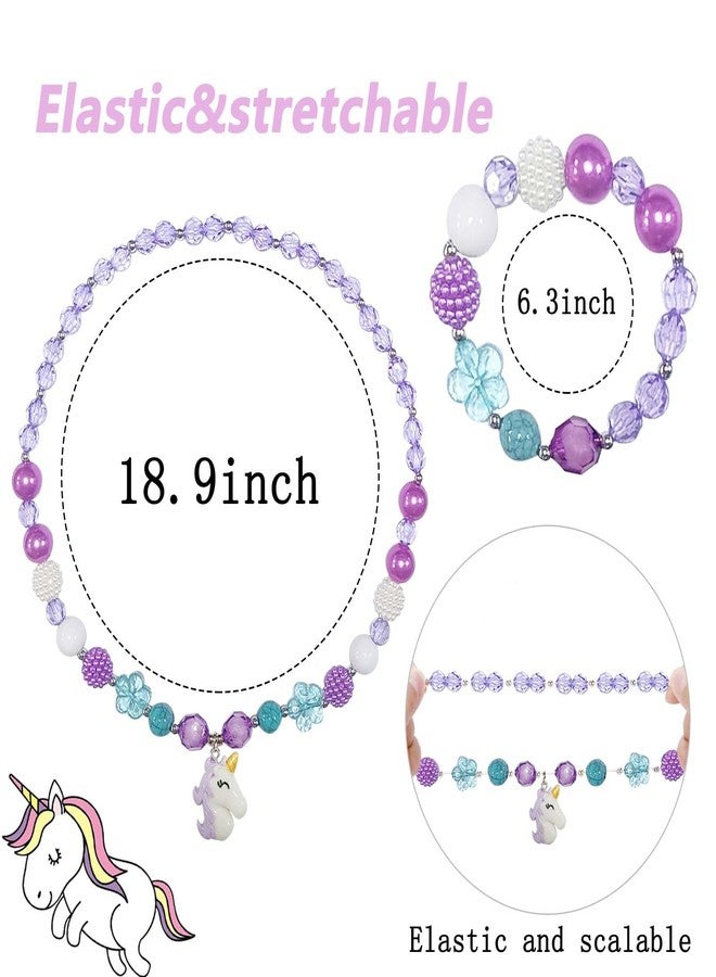 DkakoJew Jewelry Set For Girls Unicorn Necklace Bracelet Set Necklace For Girls Jewelry Set Halloween Christmas Birthday Gift over 3 years old. - Image 3