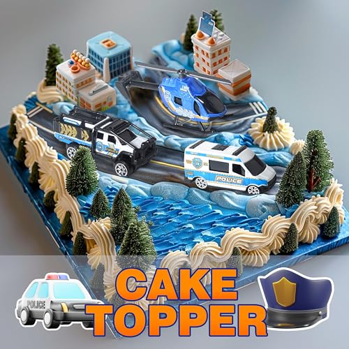 Oriate 6 PCS 164 DieCast Police Car Toys Emergency Vehicles Set Include Helicopter Tow Truck Toy ATV Cake Topper Police Cars Party Favors Birthday Gift for Boys Girls Ages 3 4 5 and Above - Image 5