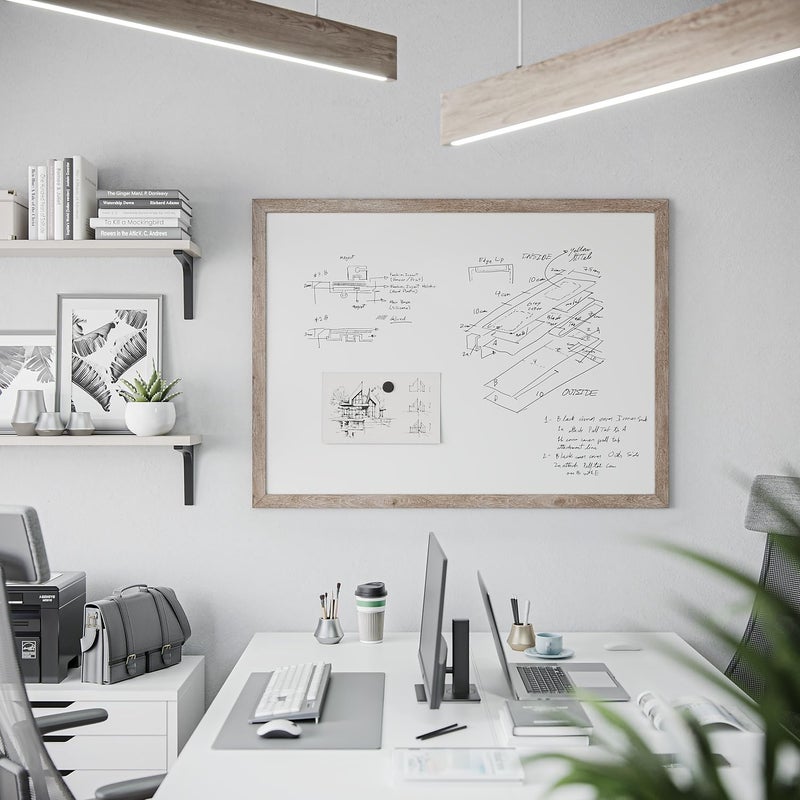 U Brands Decor Magnetic Dry Erase Board White Board, 36" x 48" Inches, Rustic Wood Frame - Image 2