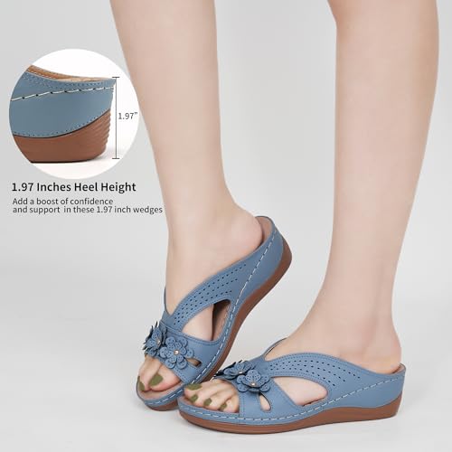 Ecetana Sandals for Women Wedge Shoes: Slip On Dressy Summer Comfortable Slides Sandals Lightweight Memory Foam Platform Shoes - Image 5
