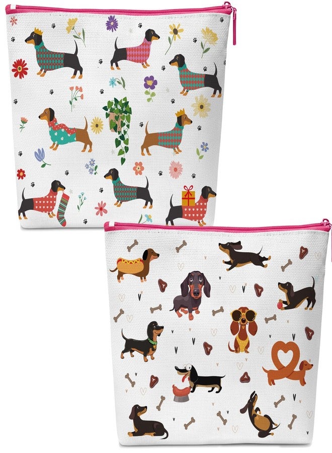 TheClover Dachshund Gifts for Women - 2PCS Dachshund Makeup Bags, Cute Dachshund Lovers Travel Toiletry Bag Set, Cosmetic Pouches for Cosmetics, Canvas Travel Organizer - Image 1