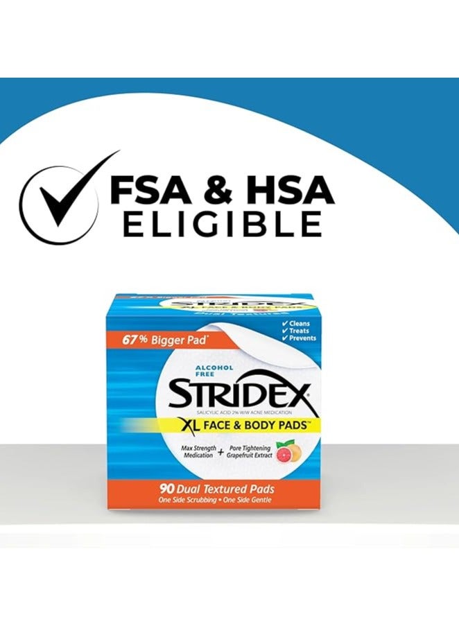 Stridex XL Face Body Pads, 90 Count, Alcohol Free - Image 2