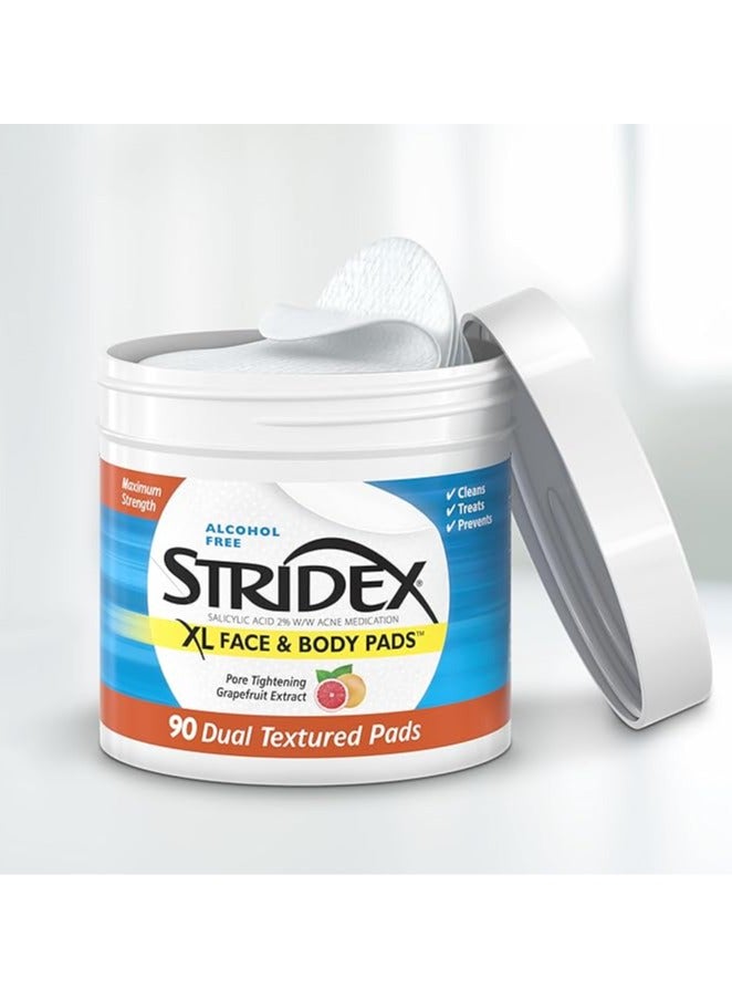 Stridex XL Face Body Pads, 90 Count, Alcohol Free - Image 3